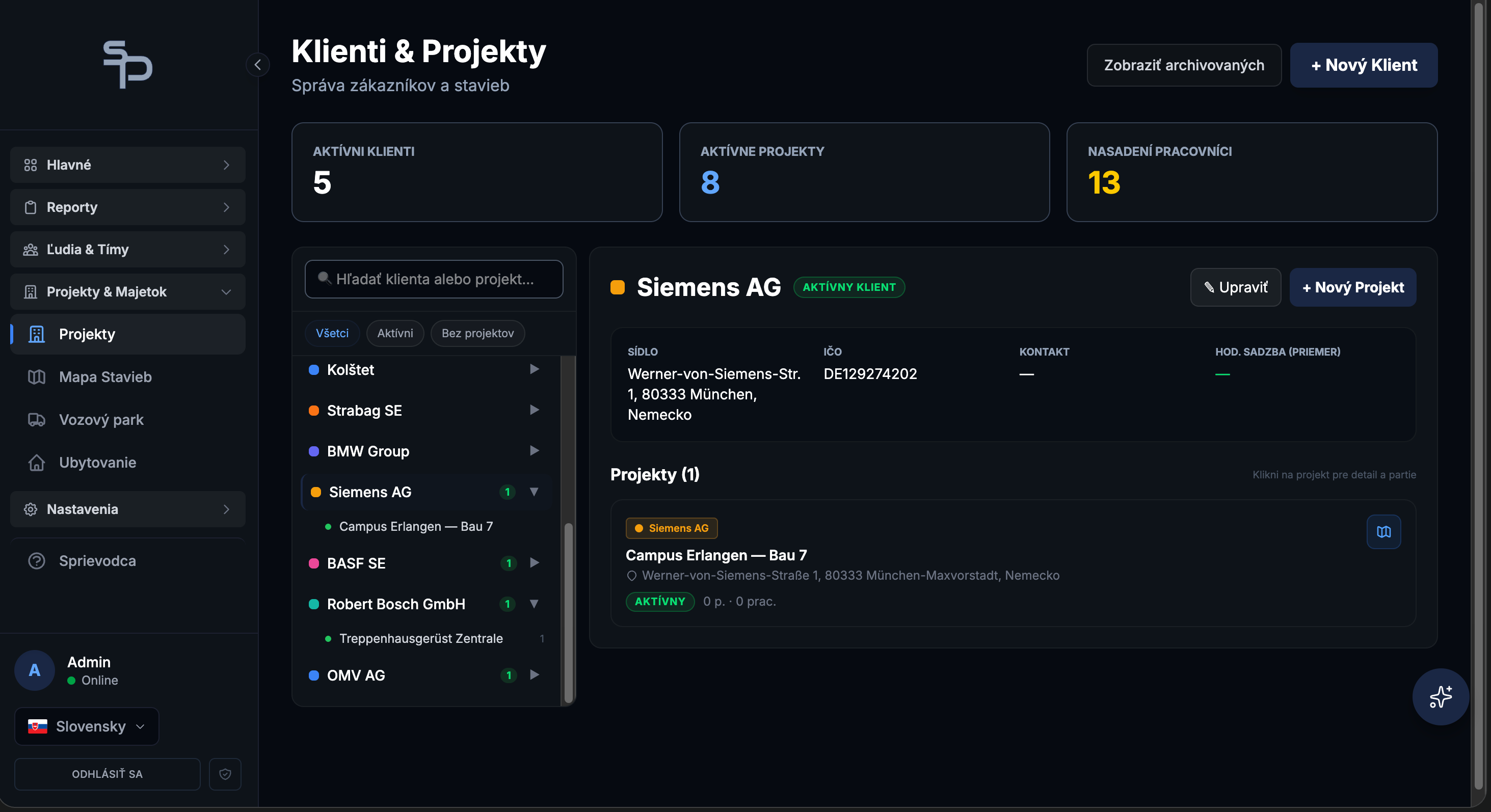 Klienti a projekty
