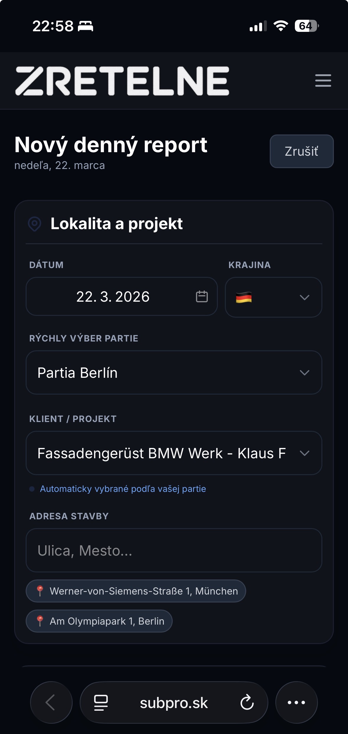 Mobilný denný report