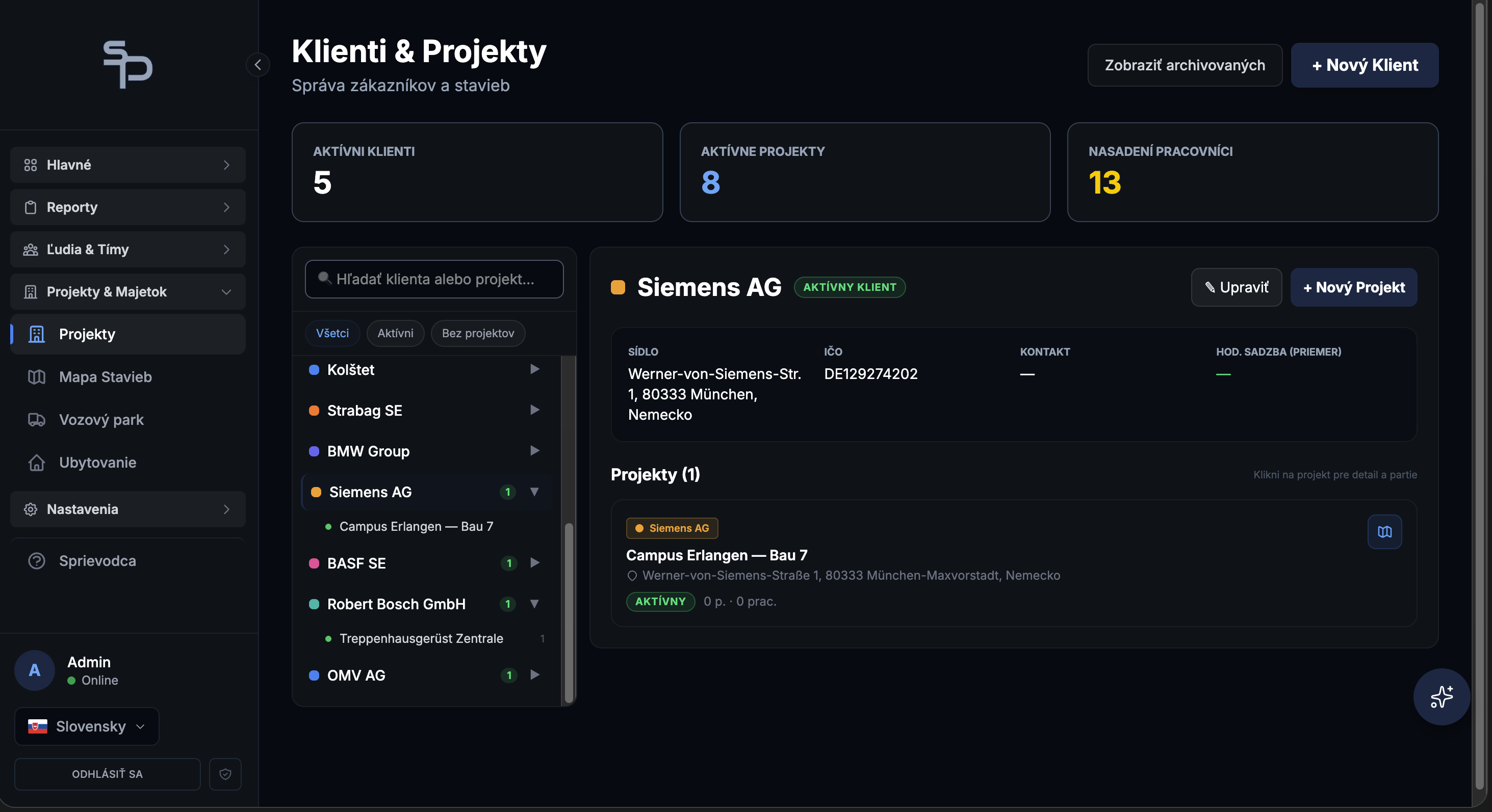 Klienti a projekty